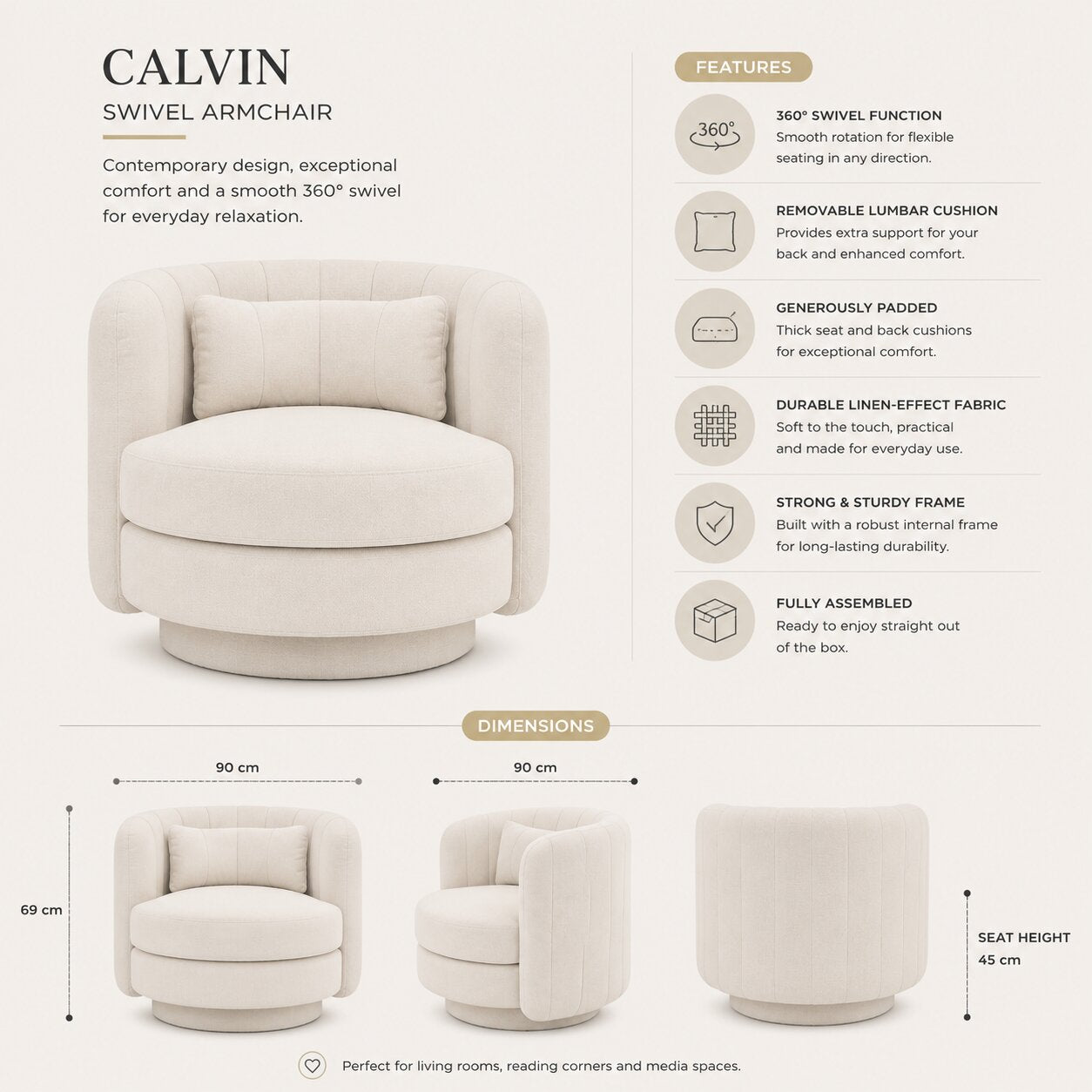 Calvin Swivel Armchair