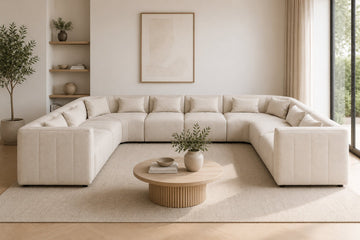 Luxury U-shaped sofa collection in a modern British living room by Brooklands Home