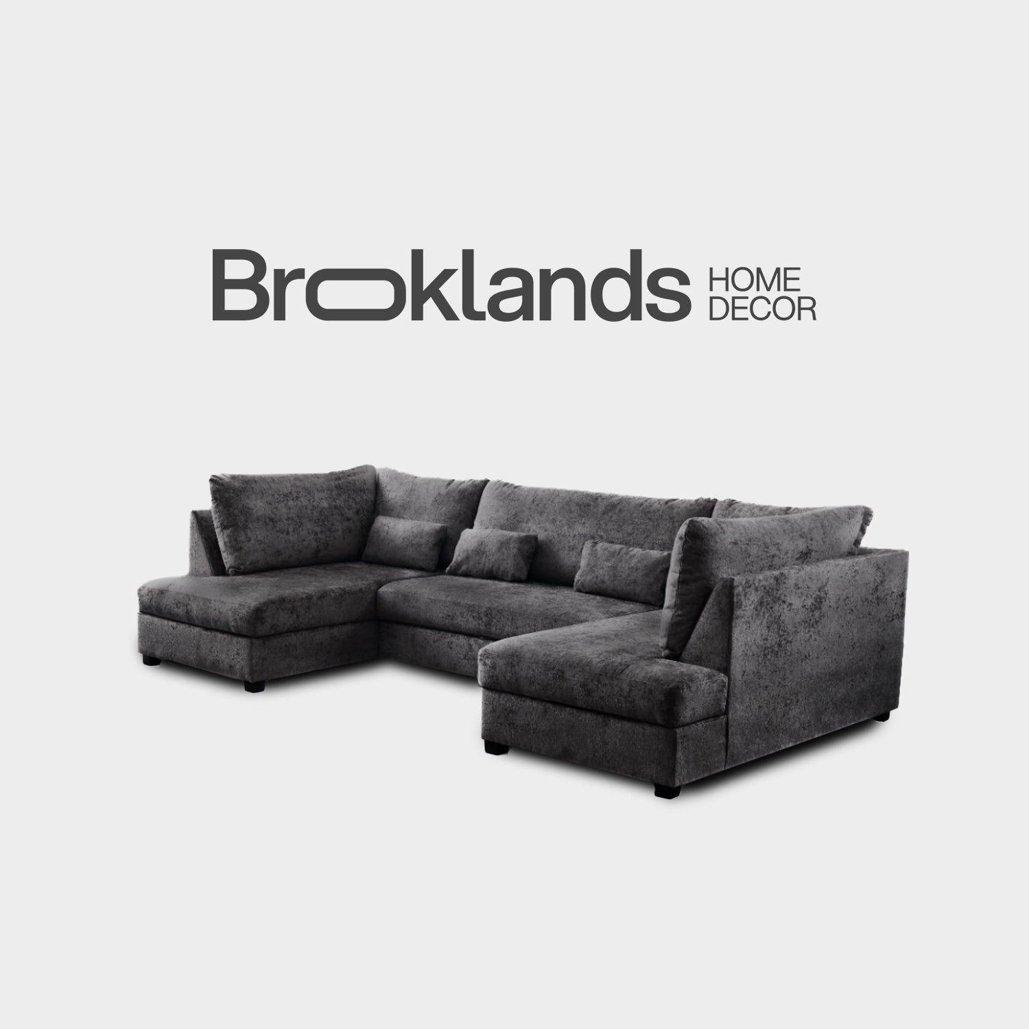 Meridian U Shape Sofa Bed with Storage Alaska Chenille Platinum Grey