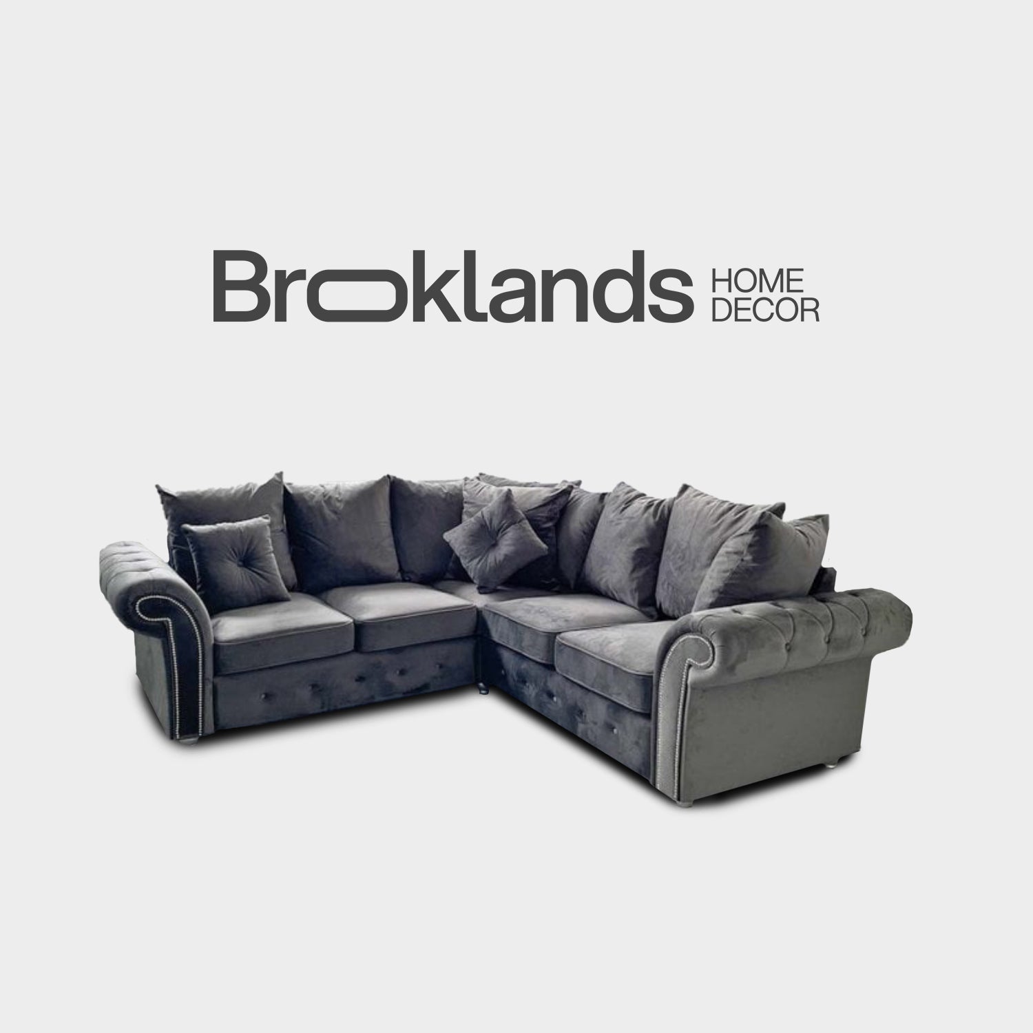 Olympia Grey Fabric Velvet Corner Sofa