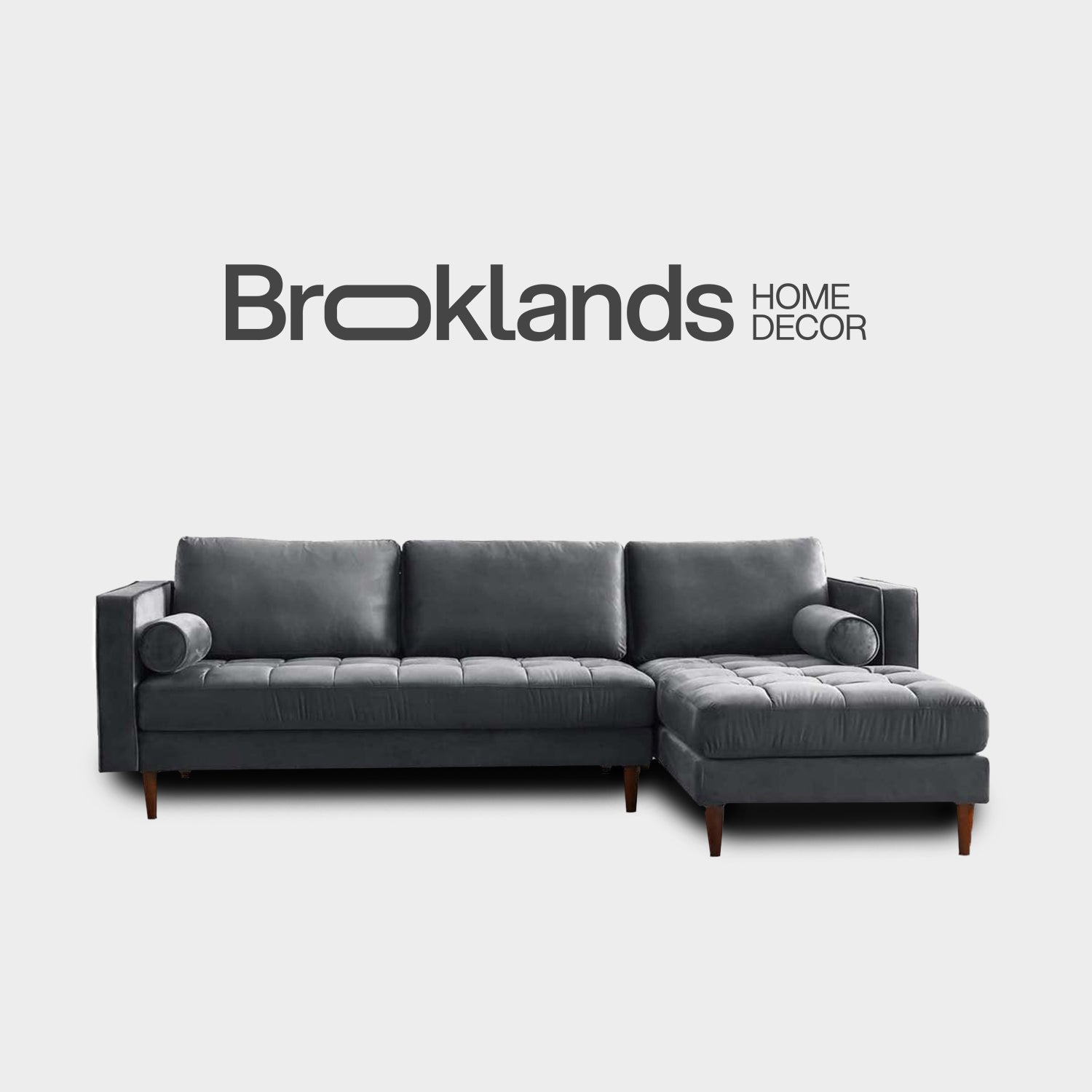 Scott Grey Velvet Corner Sofa RHC