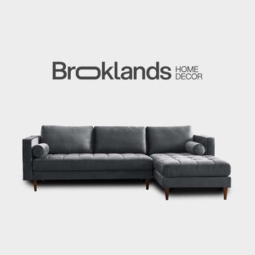 Scott Grey Velvet Corner Sofa RHC