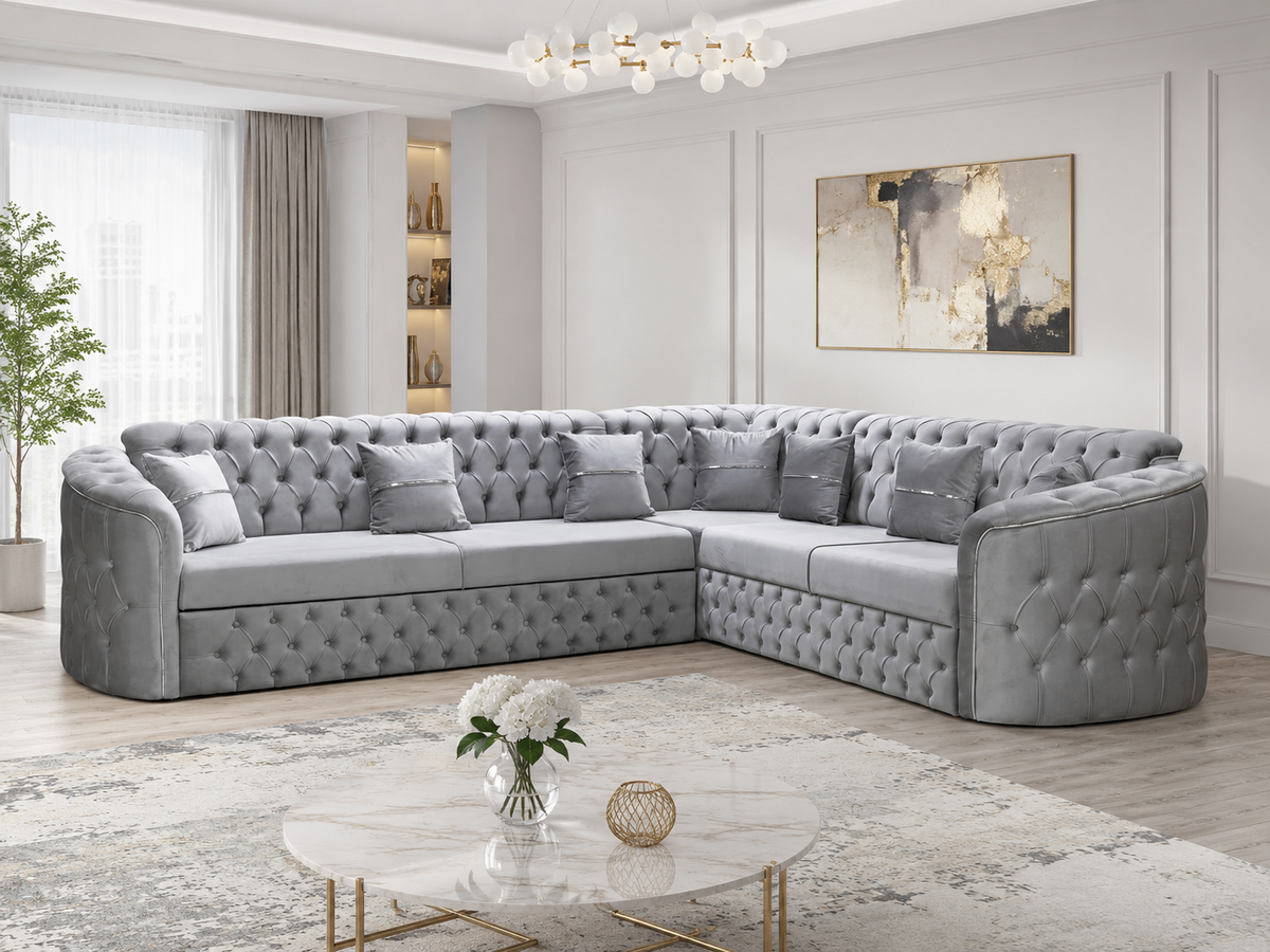 Harem Luxury Deep-Button Corner Sofa