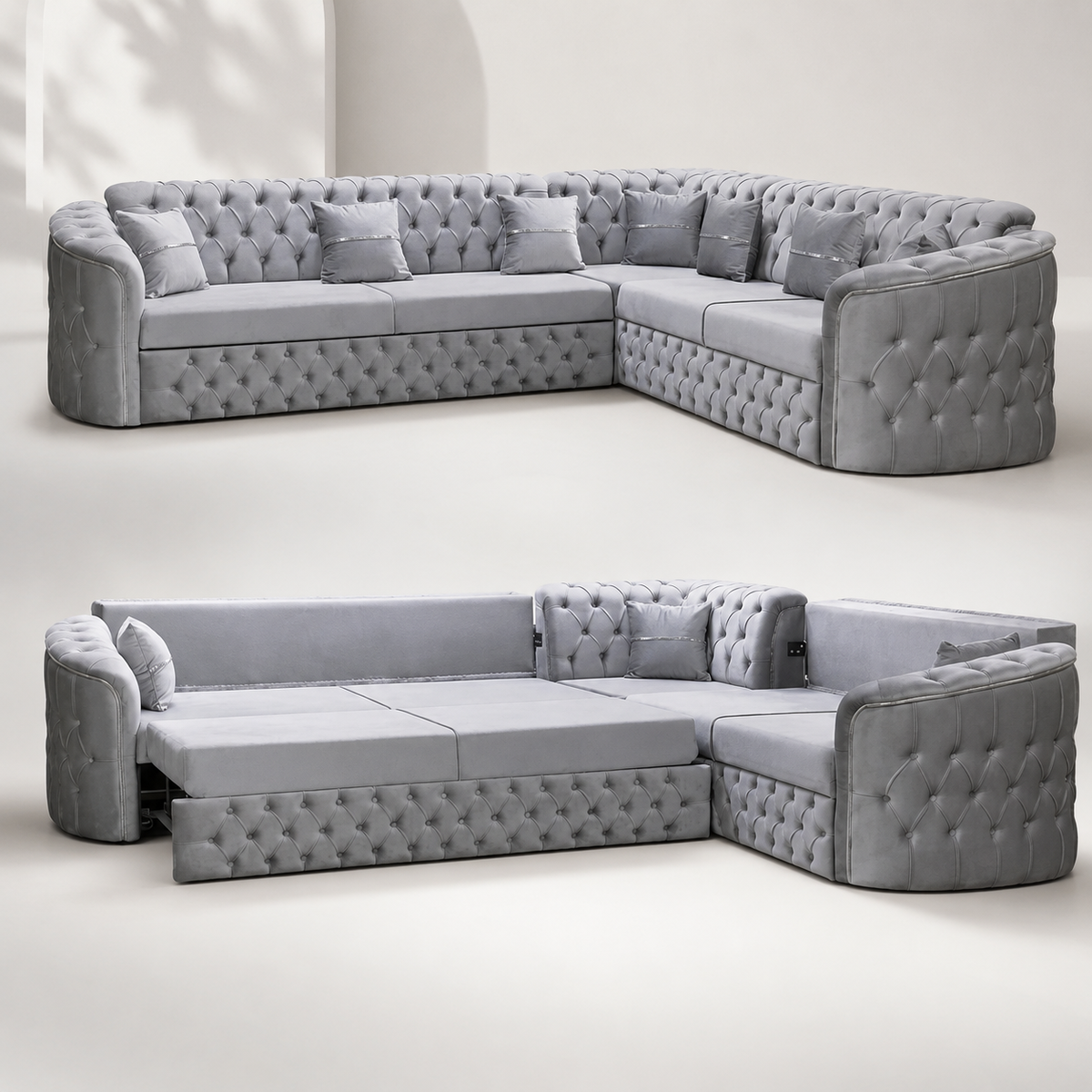 Harem Luxury Deep-Button Corner Sofa