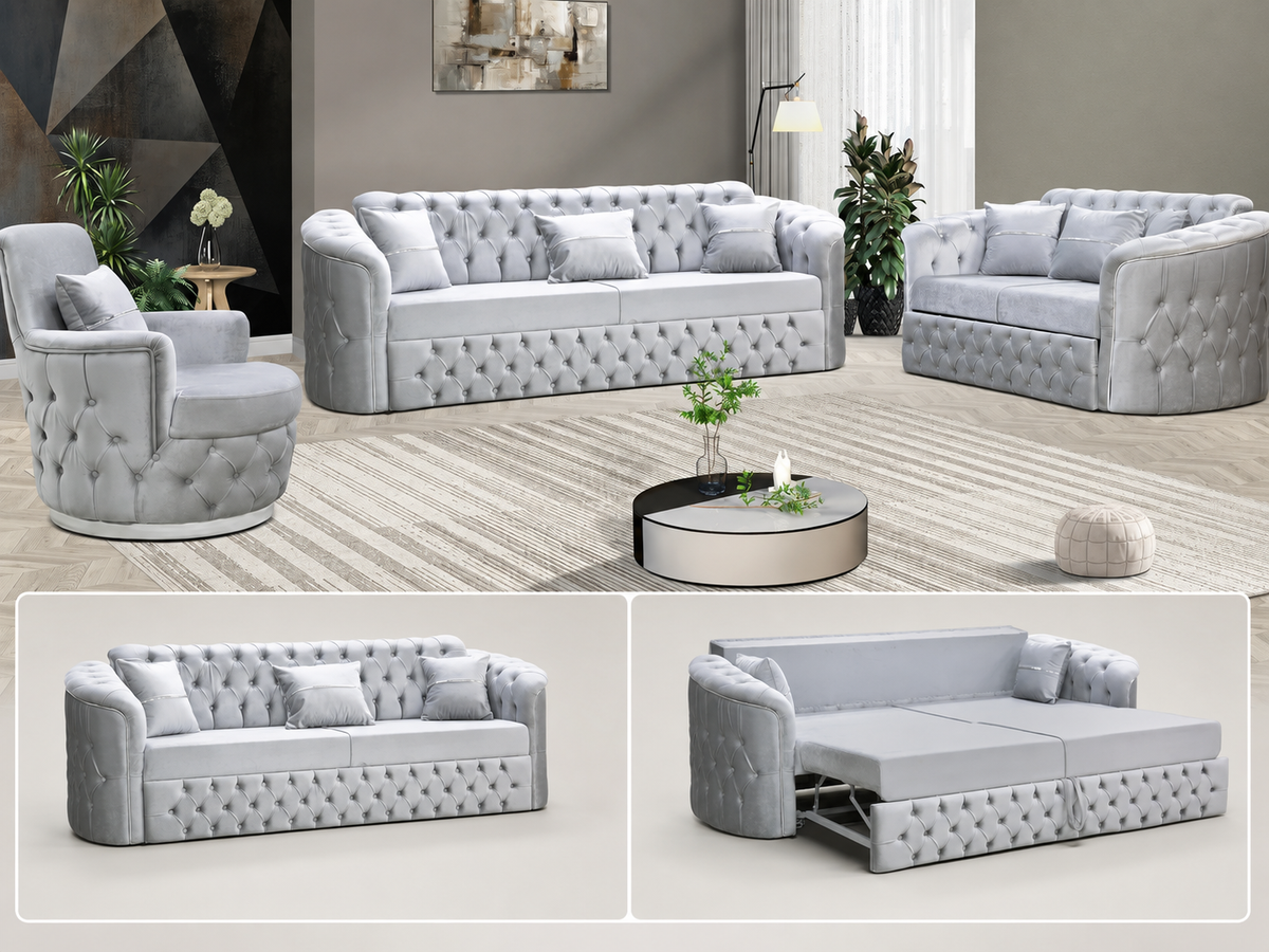 Harem Luxury Velvet Sofa Set – 3 Seater & 2 Seater