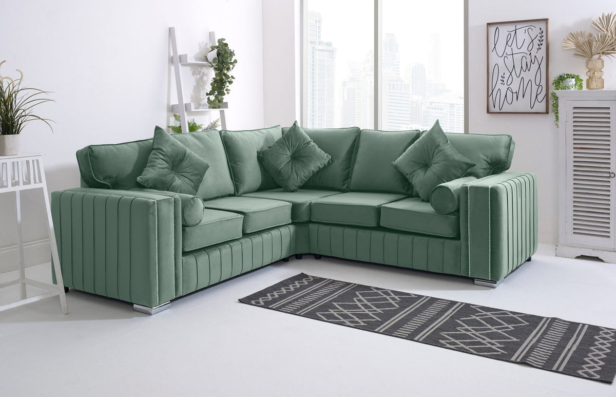 Layla Corner Fullback - 2C2 + Extra Cushions - green