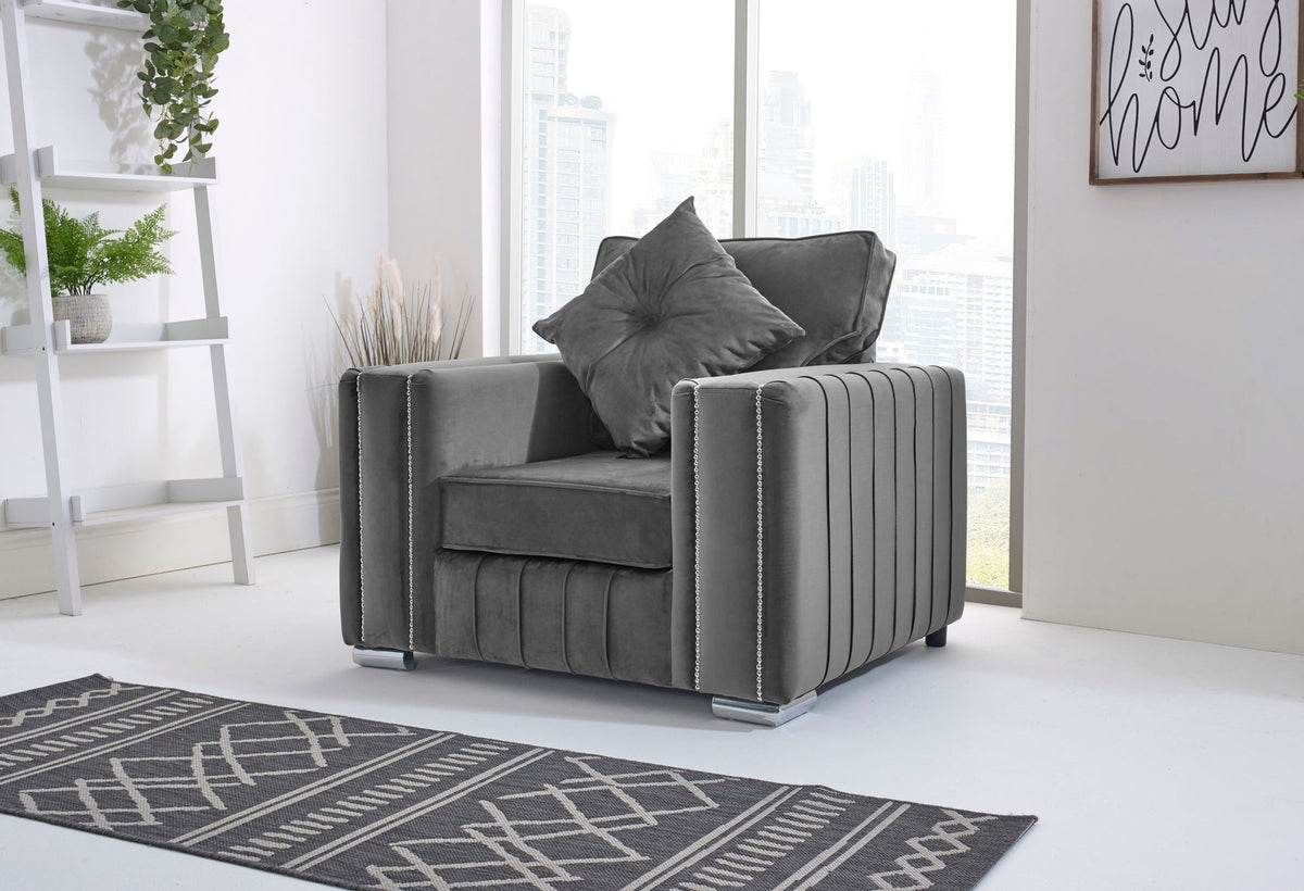 Layla Corner Fullback - 2C2 + Extra Cushions - steel