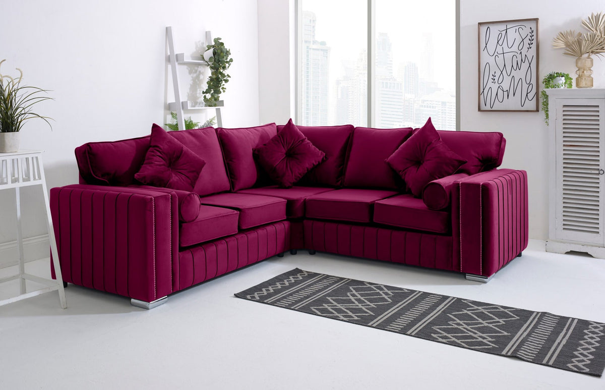 Layla Corner Fullback - 2C2 + Extra Cushions - claret