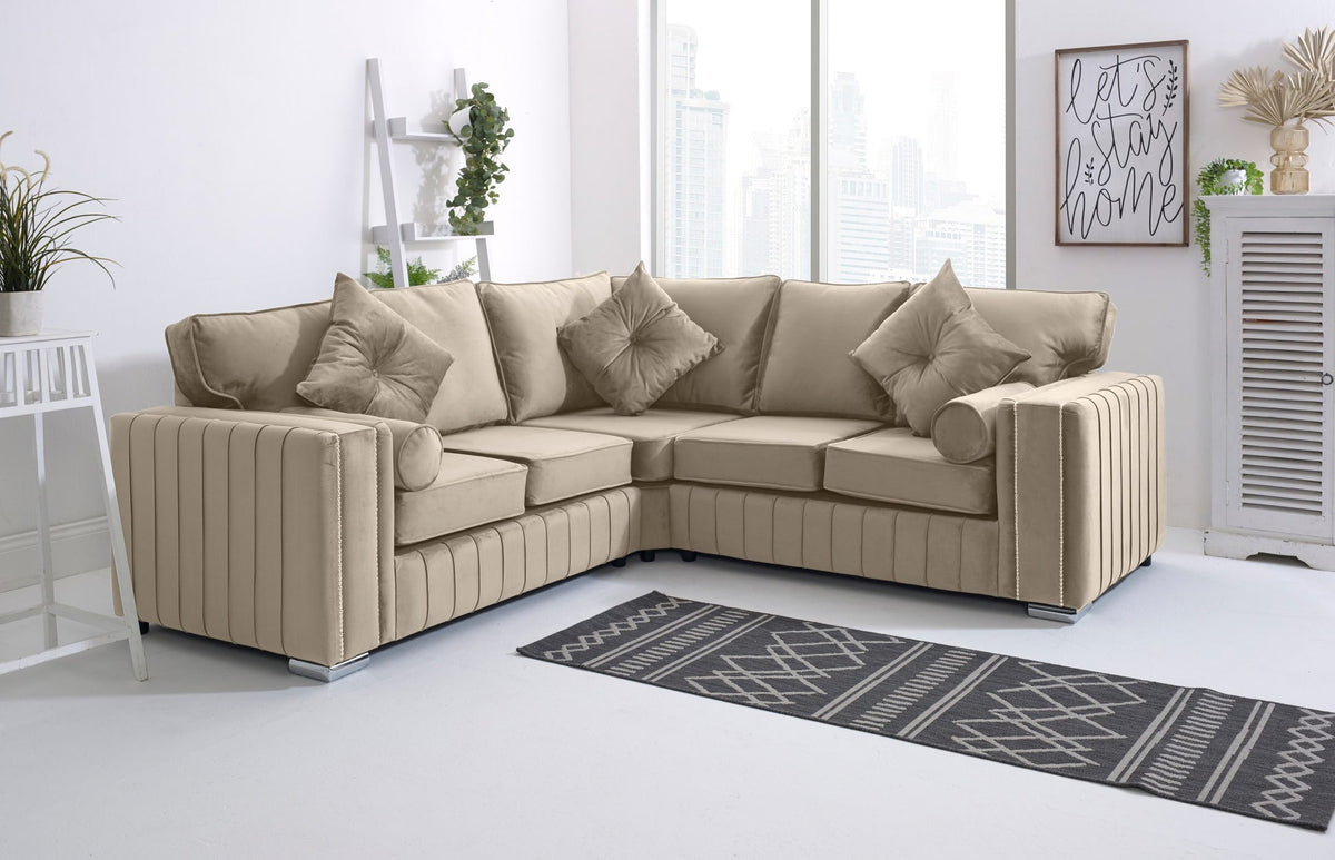 Layla Corner Fullback - 2C2 + Extra Cushions - cream