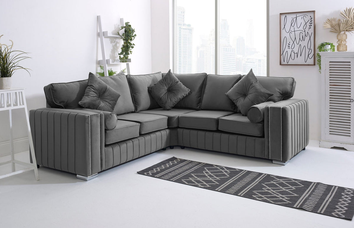 Layla Corner Fullback - 2C2 + Extra Cushions - steel