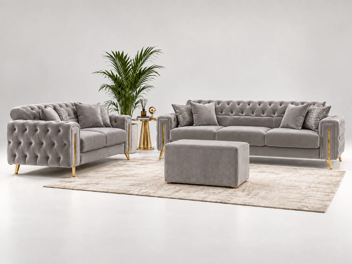 Madrid Luxury Velvet Sofa Set – 3+2, 3 & 2 Seater