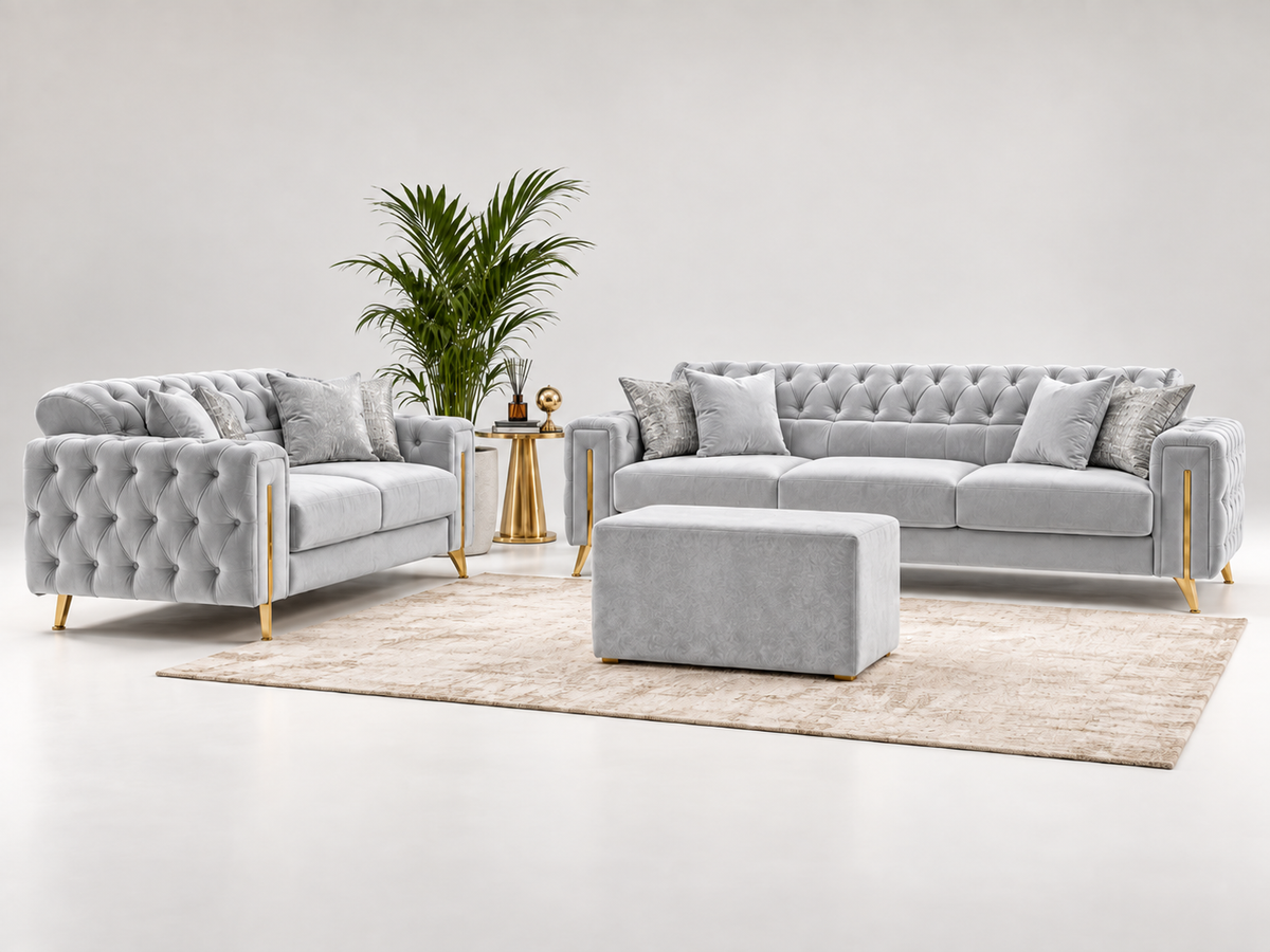 Madrid Luxury Velvet Sofa Set – 3+2, 3 & 2 Seater