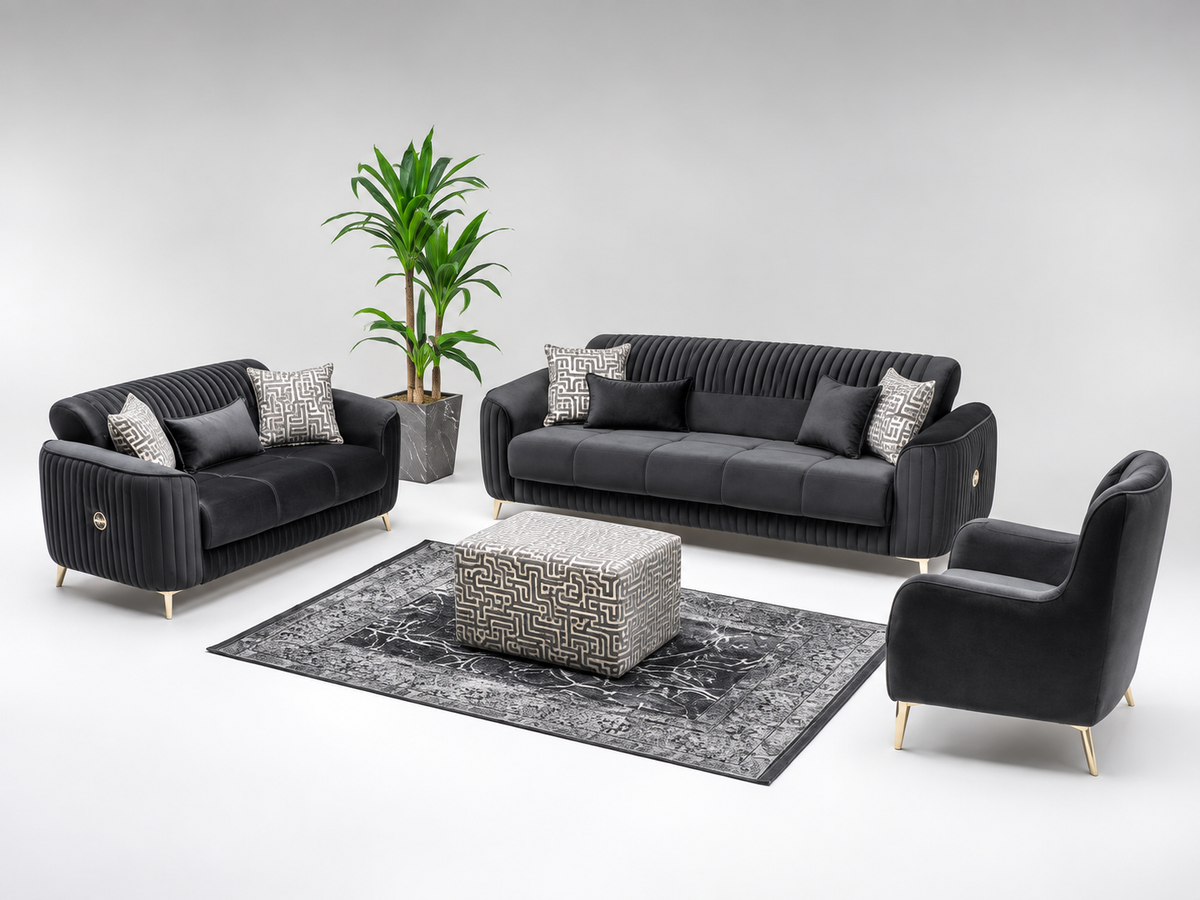 Malaga Premium Velvet Sofa Set – 3+2, 3 & 2 Seater