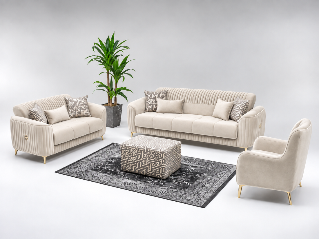 Malaga Premium Velvet Sofa Set – 3+2, 3 & 2 Seater