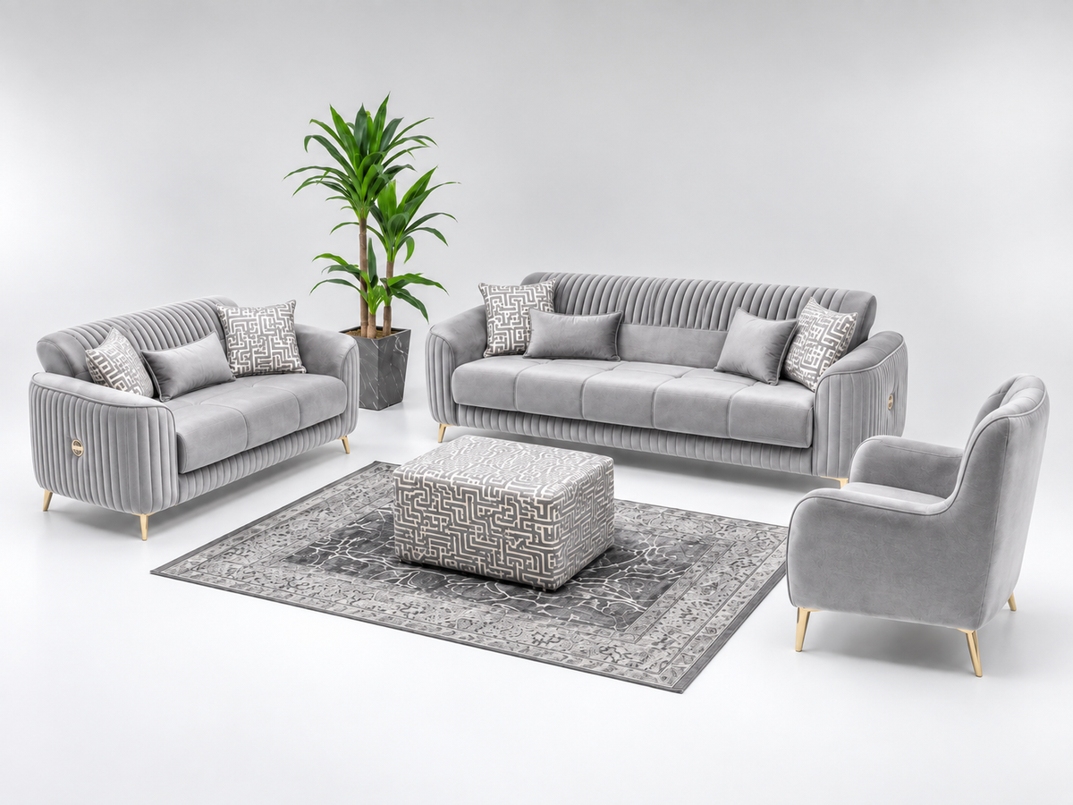 Malaga Premium Velvet Sofa Set – 3+2, 3 & 2 Seater