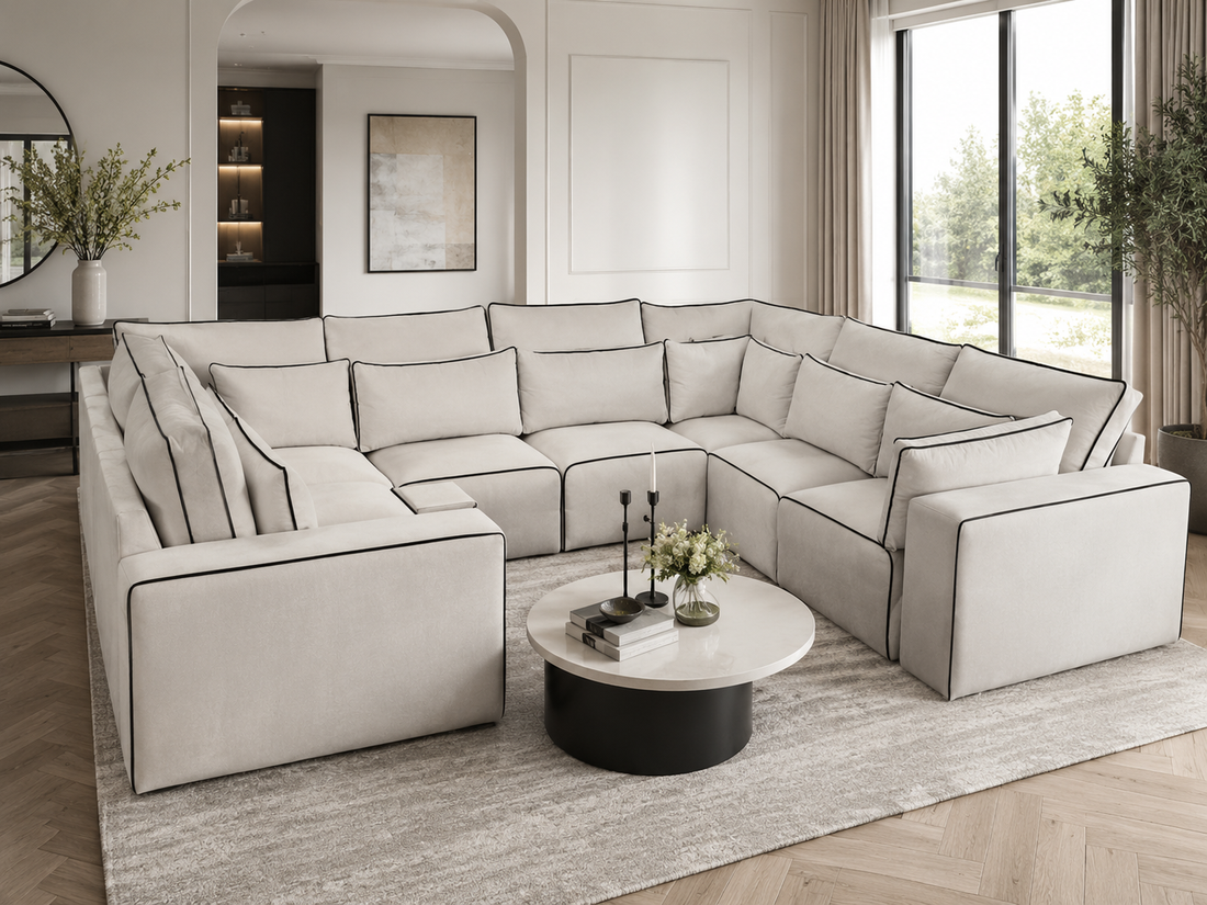 Mayfair U-Shape Sofa With Black Piping Close End