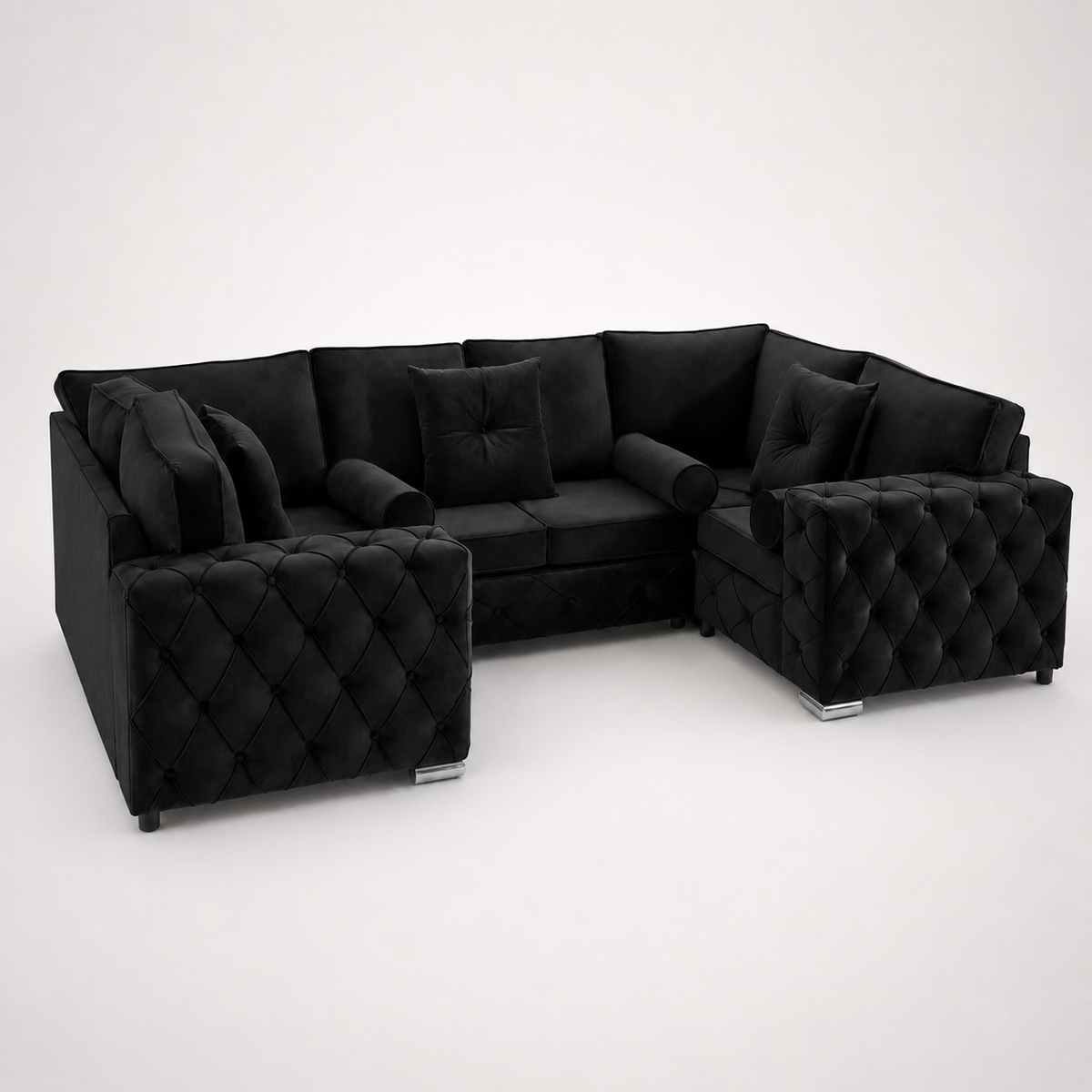 Milton U Shape 6 Seater – Plush Velvet Fullback