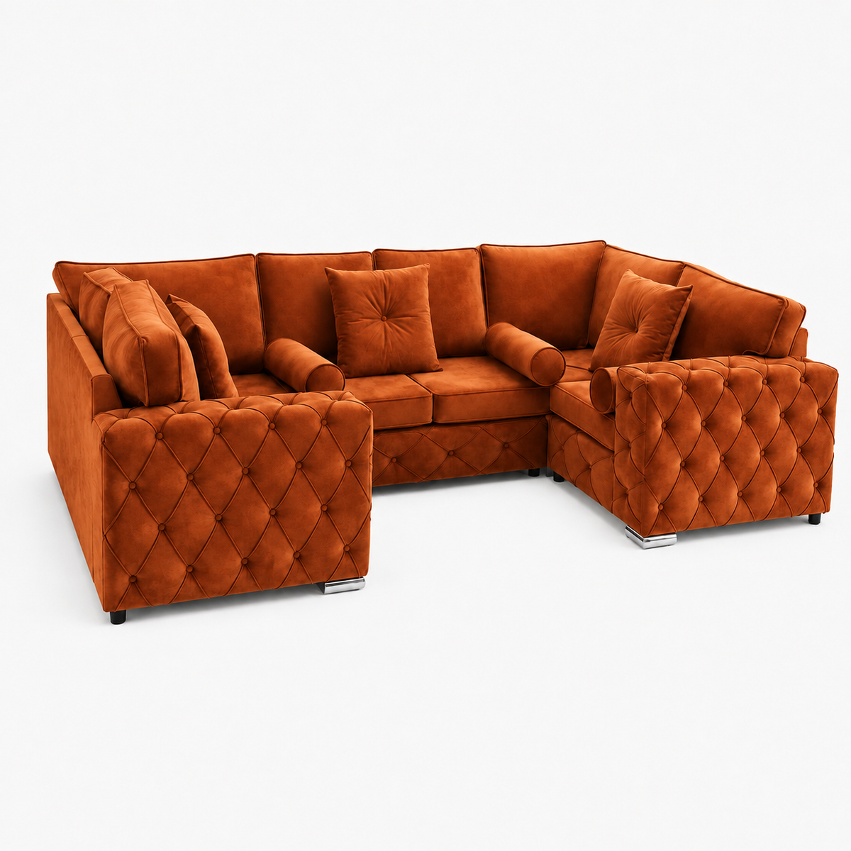 Milton U Shape 6 Seater – Plush Velvet Fullback
