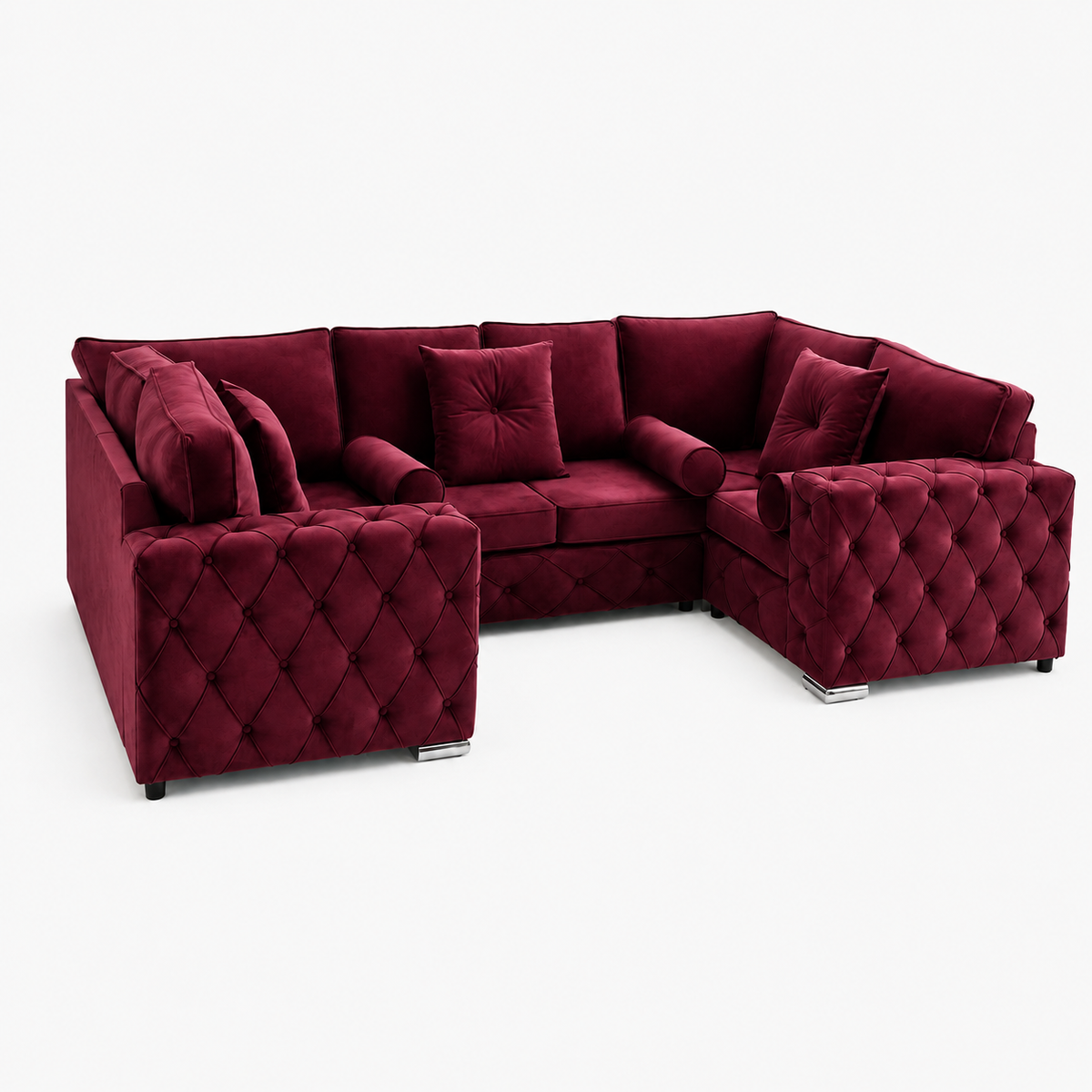 Milton U Shape 6 Seater – Plush Velvet Fullback