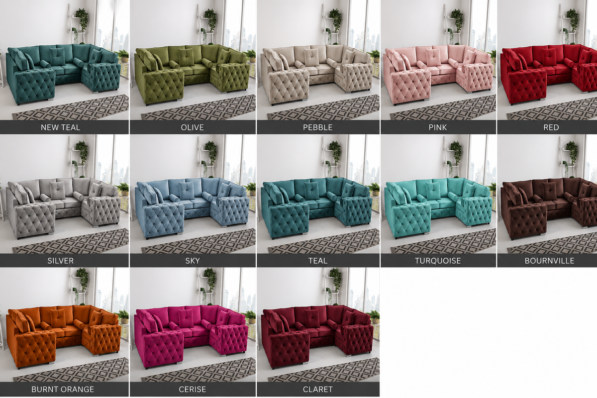 Milton U Shape 6 Seater – Plush Velvet Fullback