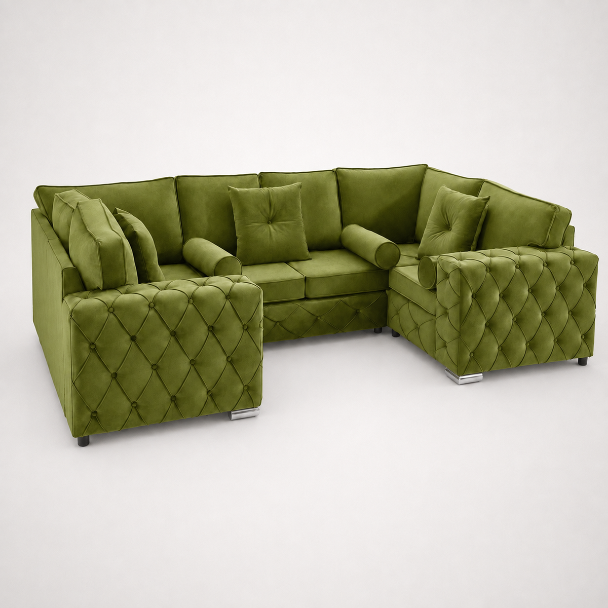 Milton U Shape 6 Seater – Plush Velvet Fullback