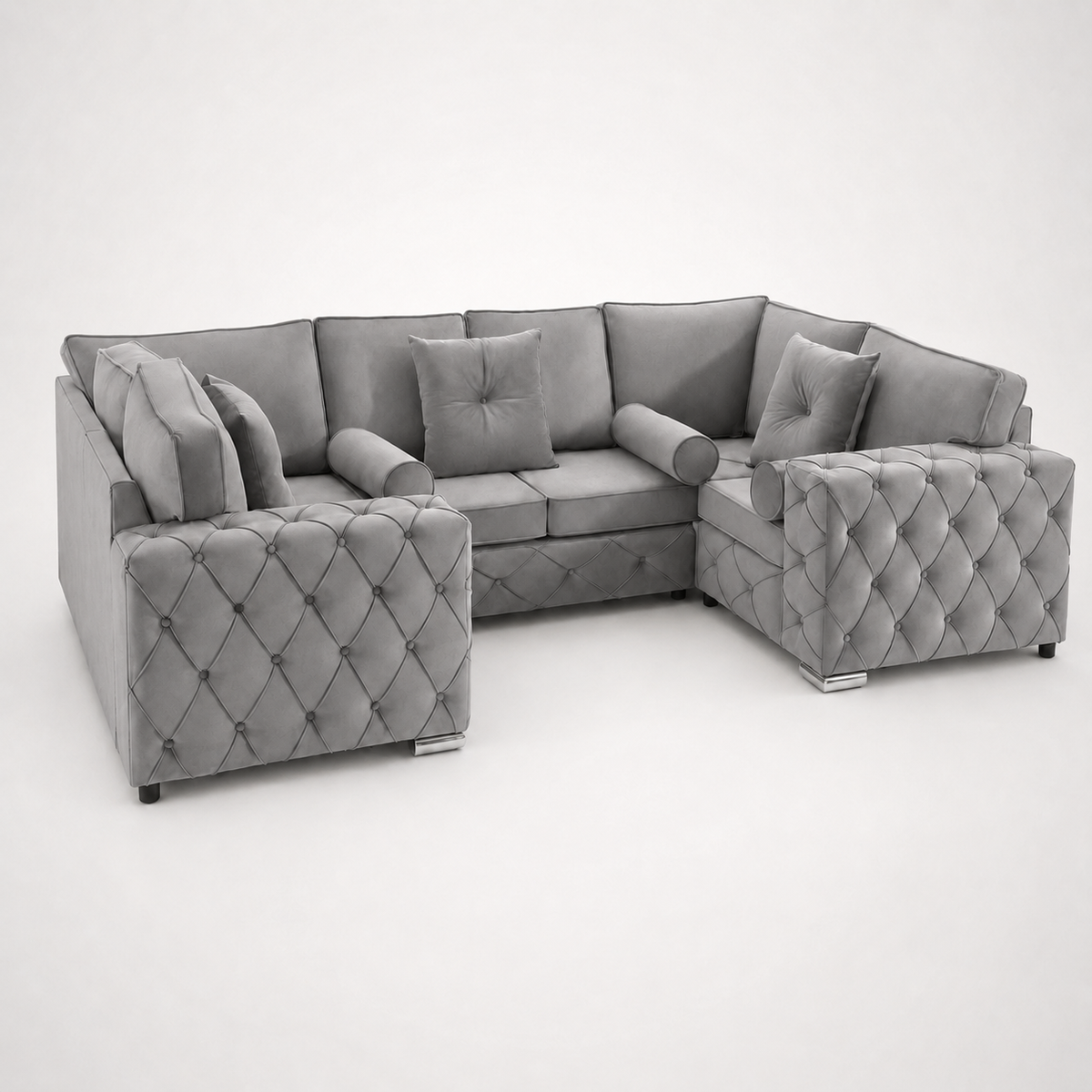 Milton U Shape 6 Seater – Plush Velvet Fullback