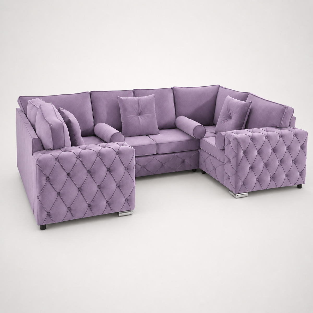 Milton U Shape 6 Seater – Plush Velvet Fullback