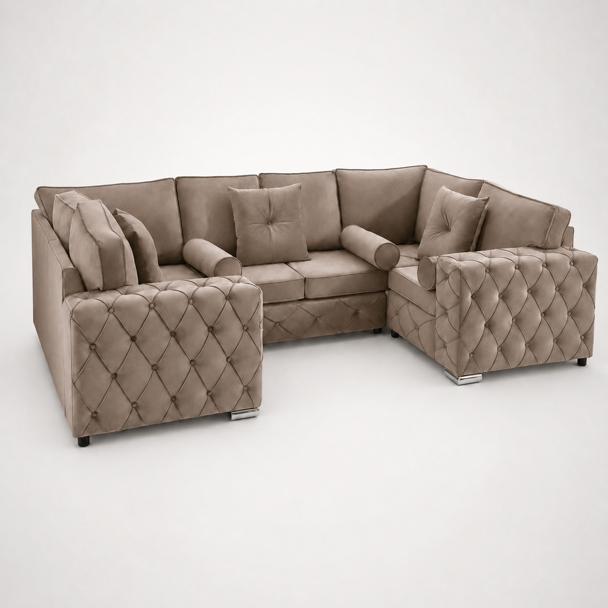 Milton U Shape 6 Seater – Plush Velvet Fullback