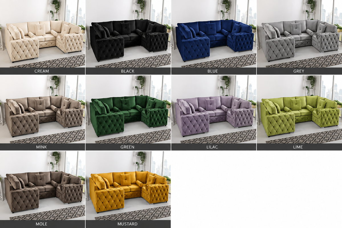 Milton U Shape 6 Seater – Plush Velvet Fullback
