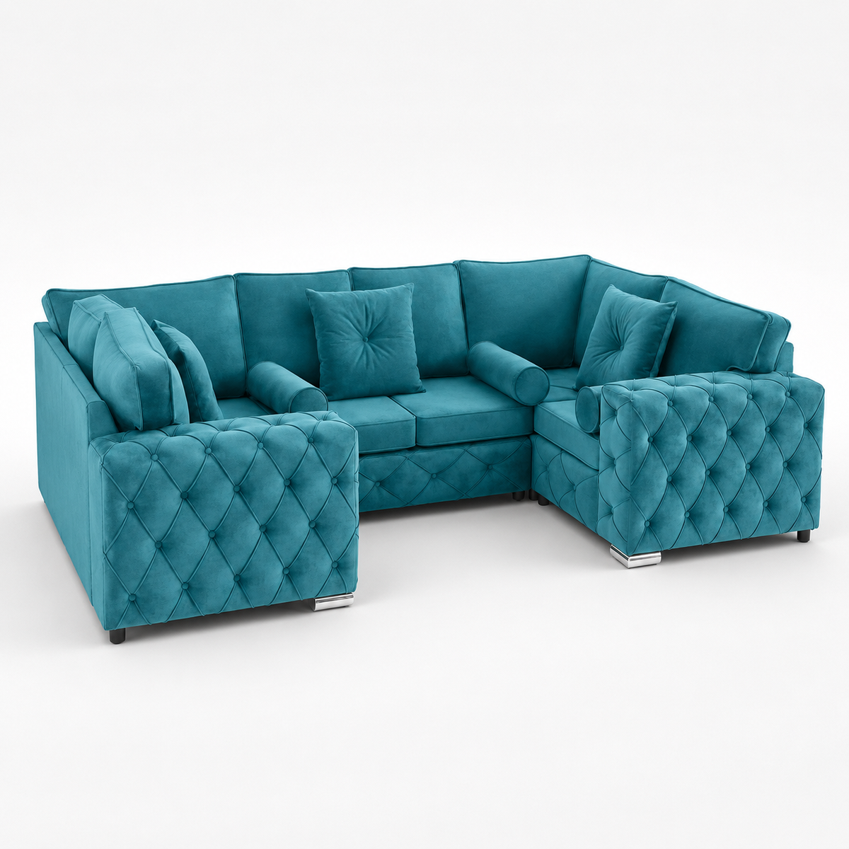 Milton U Shape 6 Seater – Plush Velvet Fullback