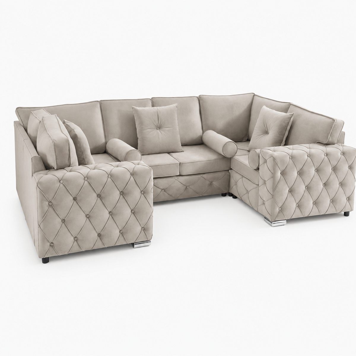 Milton U Shape 6 Seater – Plush Velvet Fullback