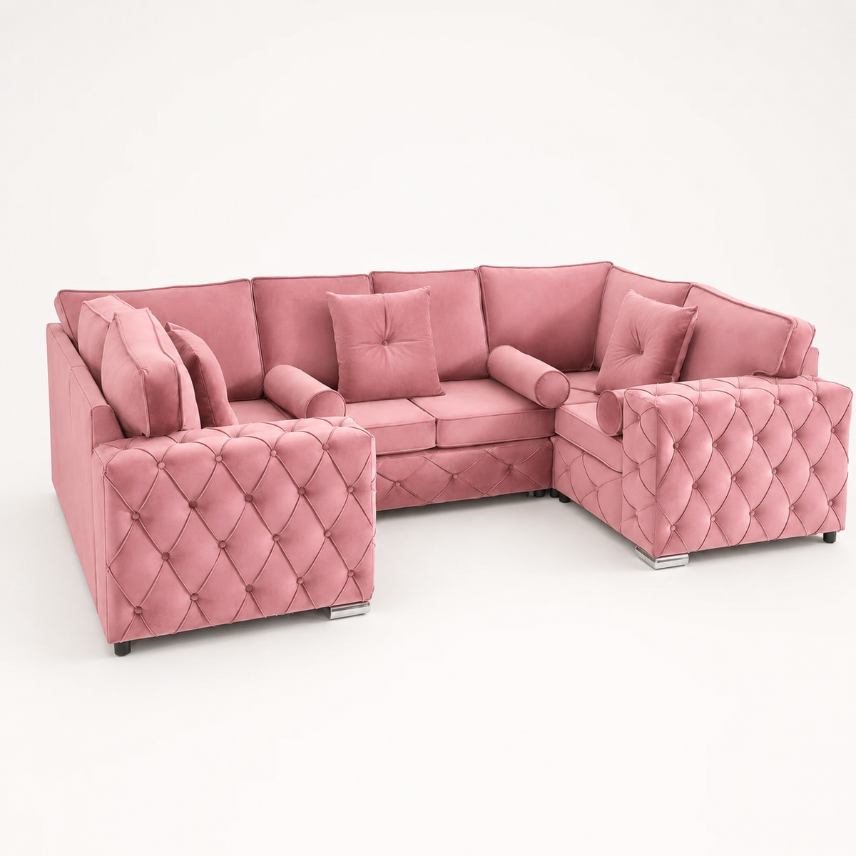 Milton U Shape 6 Seater – Plush Velvet Fullback