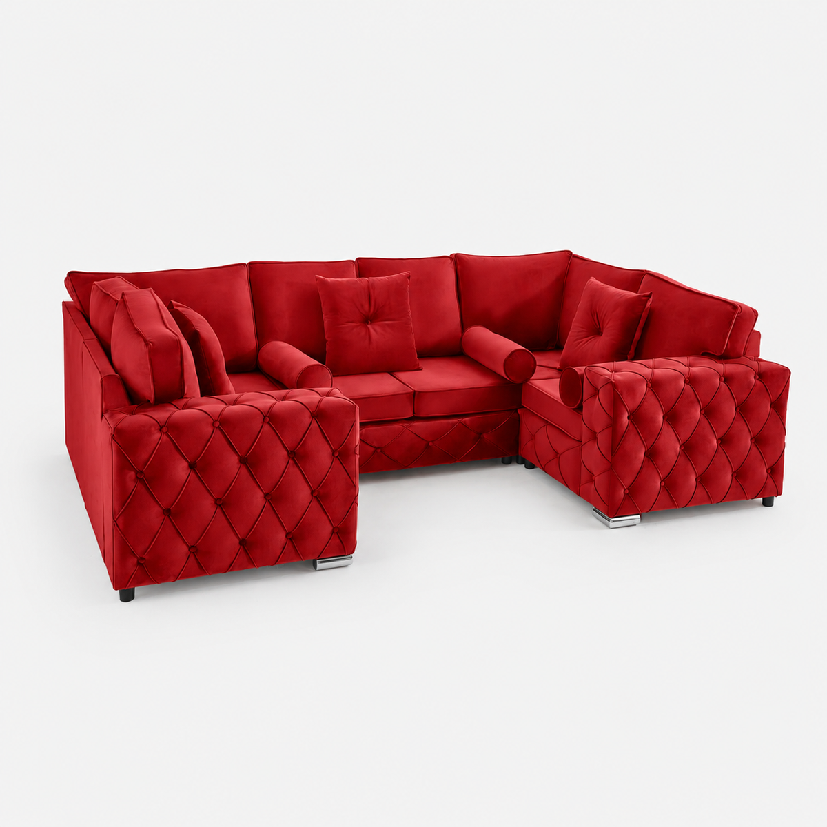 Milton U Shape 6 Seater – Plush Velvet Fullback