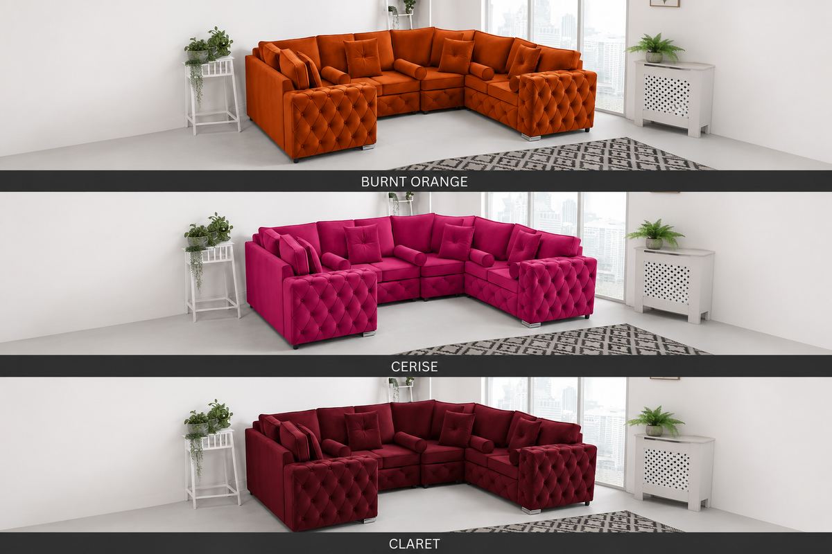 Milton U Shape 6 Seater – Plush Velvet Fullback