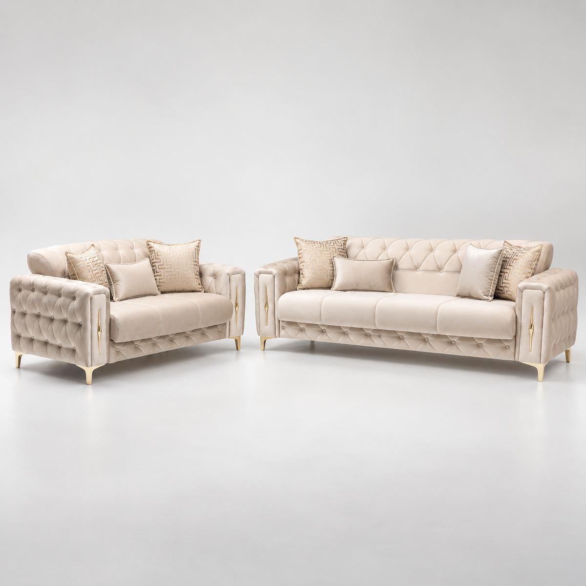 Monaco Luxury Velvet Sofa Set – 3+2, 3 & 2 Seater