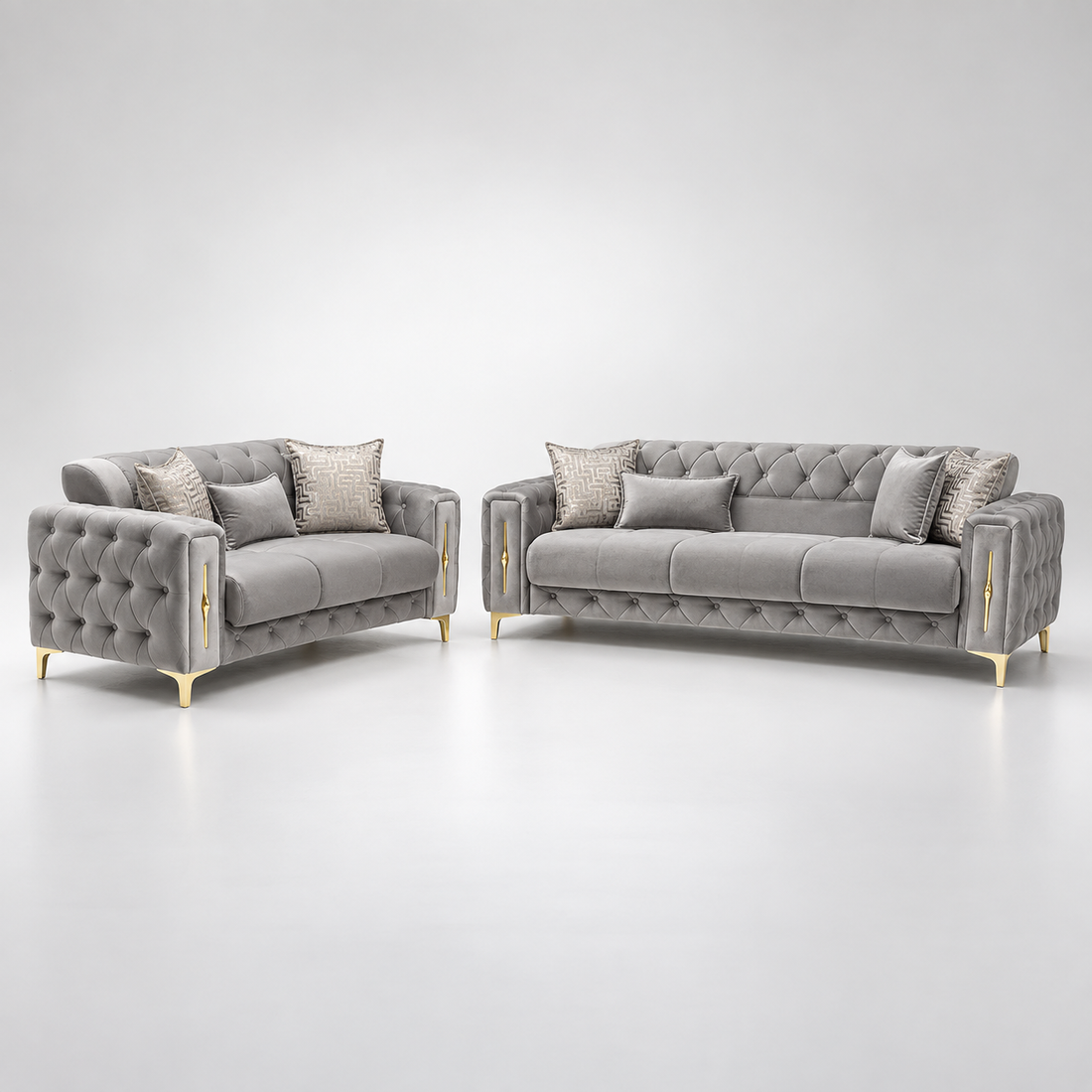 Monaco Luxury Velvet Sofa Set – 3+2, 3 & 2 Seater