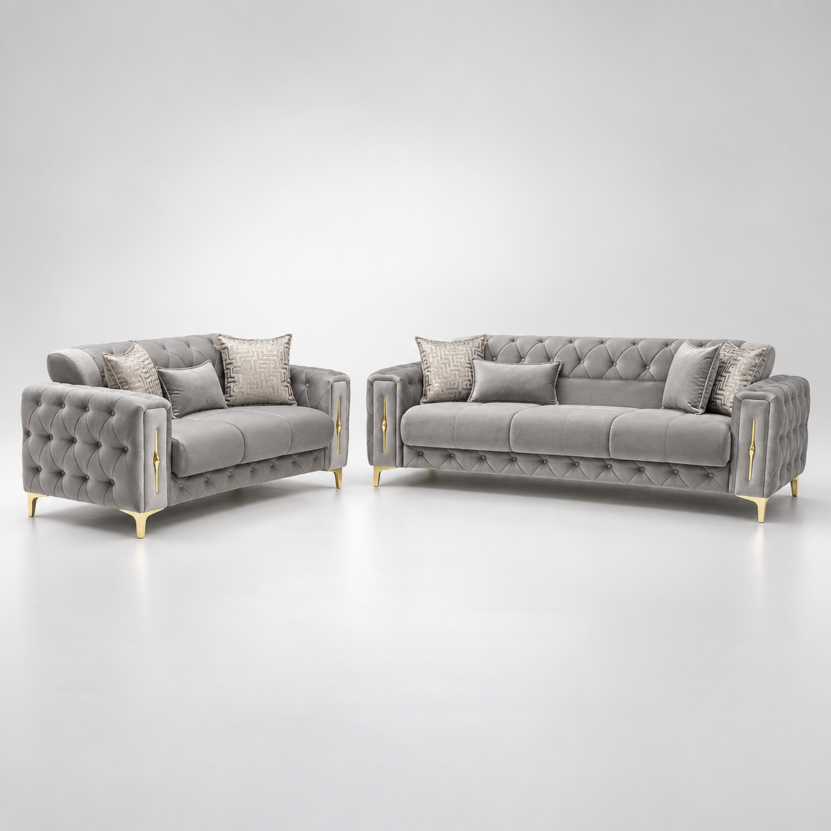 Monaco Luxury Velvet Sofa Set – 3+2, 3 & 2 Seater