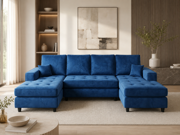Orion Velvet Classic Straight U-Shaped Sofa