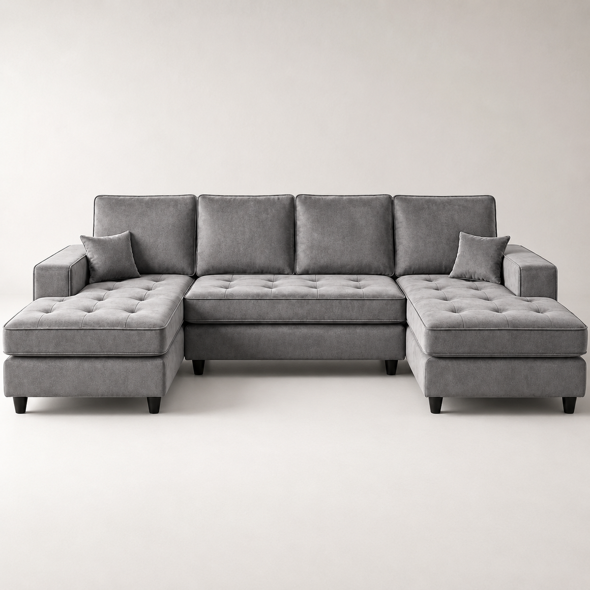Orion Velvet Classic Straight U-Shaped Sofa