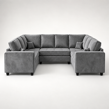 Orion Velvet Track Arm U-Shaped Sofa