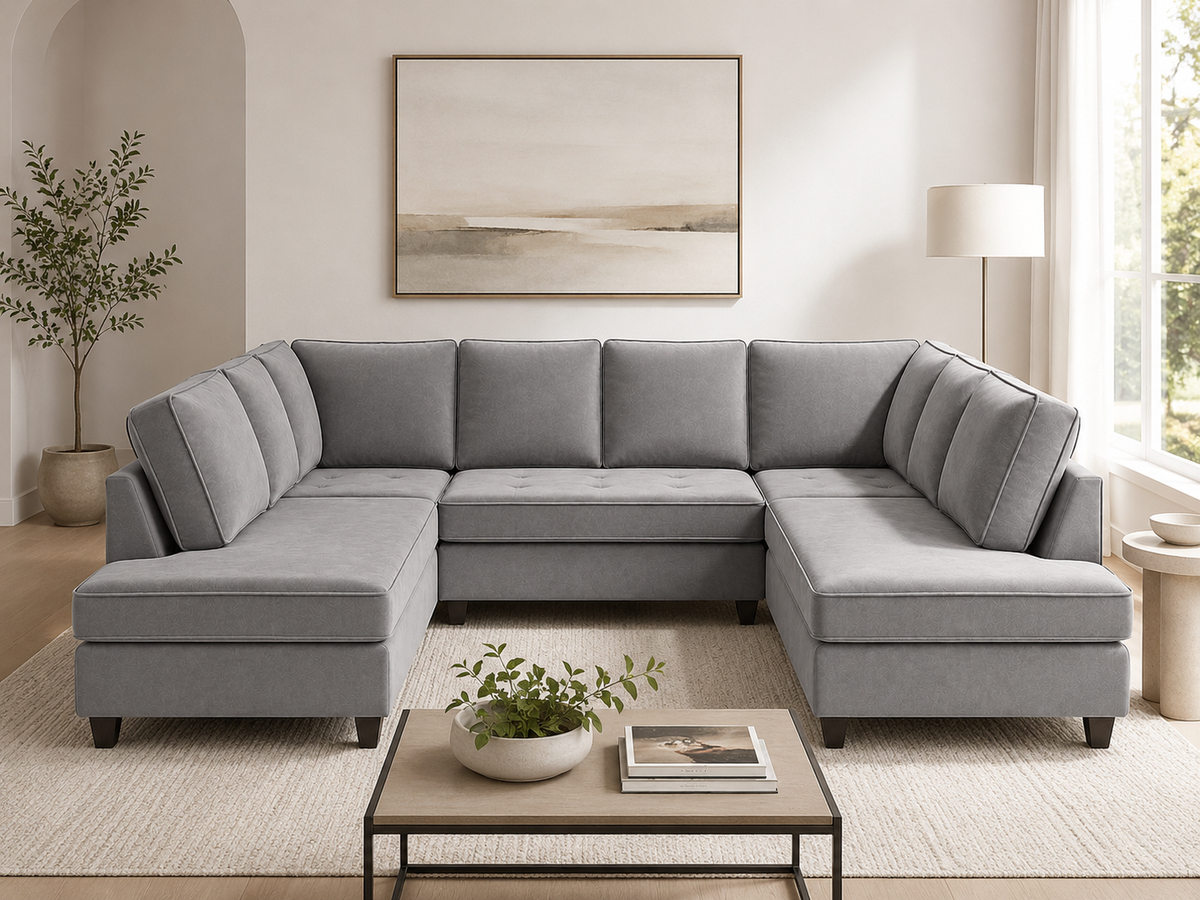 Orion Velvet Curved Arm U-Shape Sofa