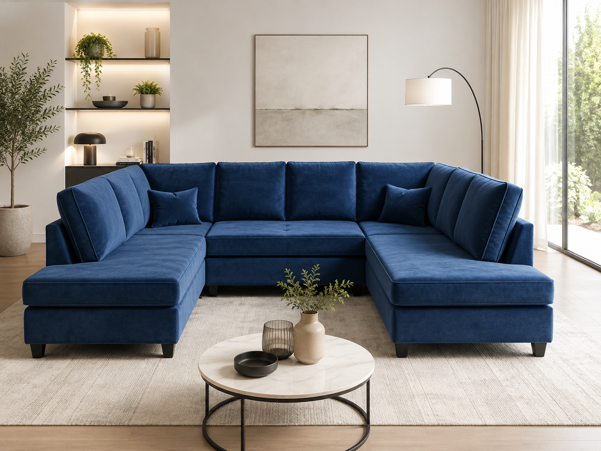 Orion Velvet Curved Arm U-Shape Sofa