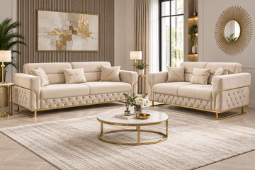 Parma Cream & Gold Sofa Set – 3+2, 3 & 2 Seater