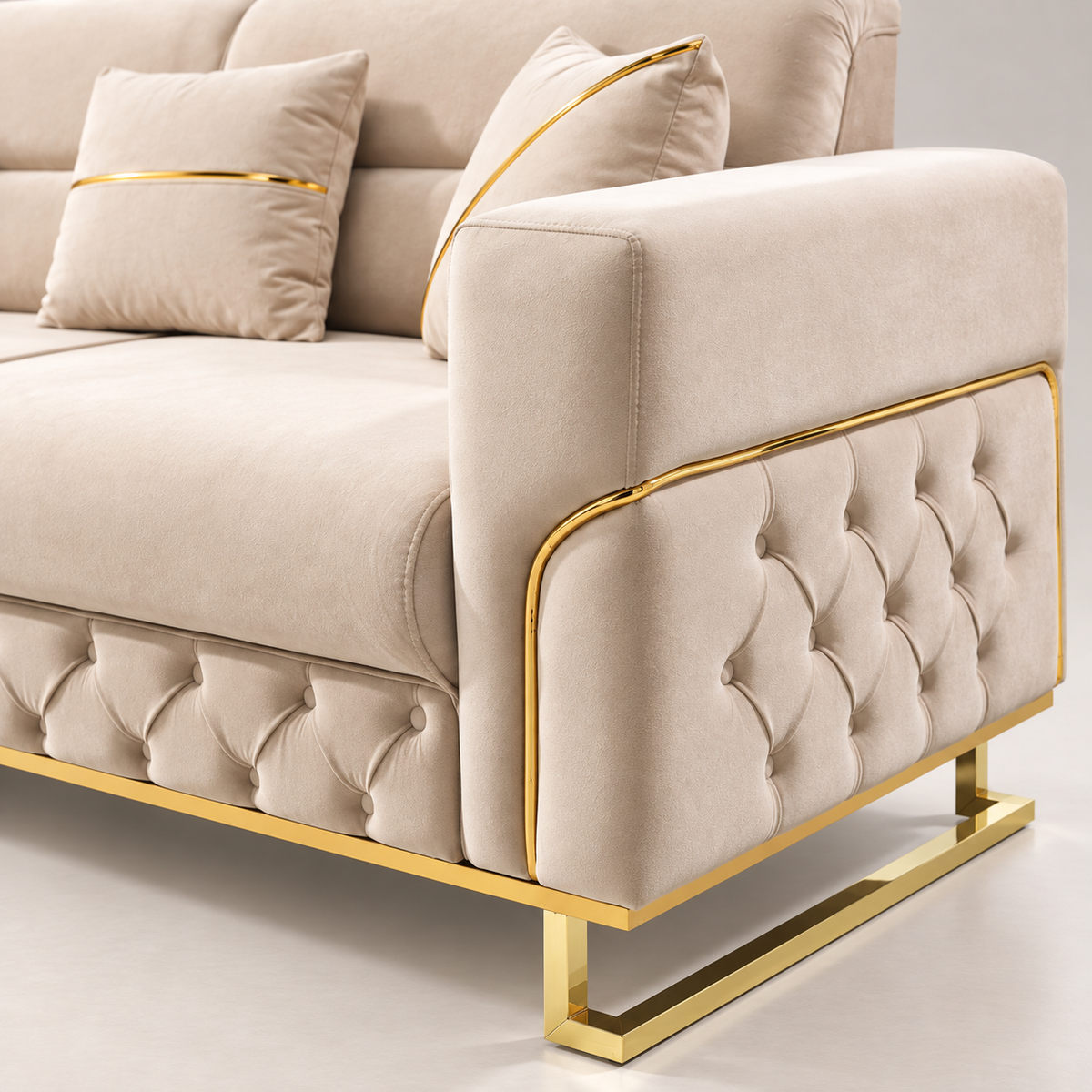 Parma Cream & Gold Sofa Set – 3+2, 3 & 2 Seater