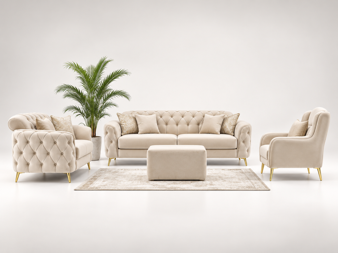 Petro Luxury Velvet Sofa Set – 3+2, 3 & 2 Seater