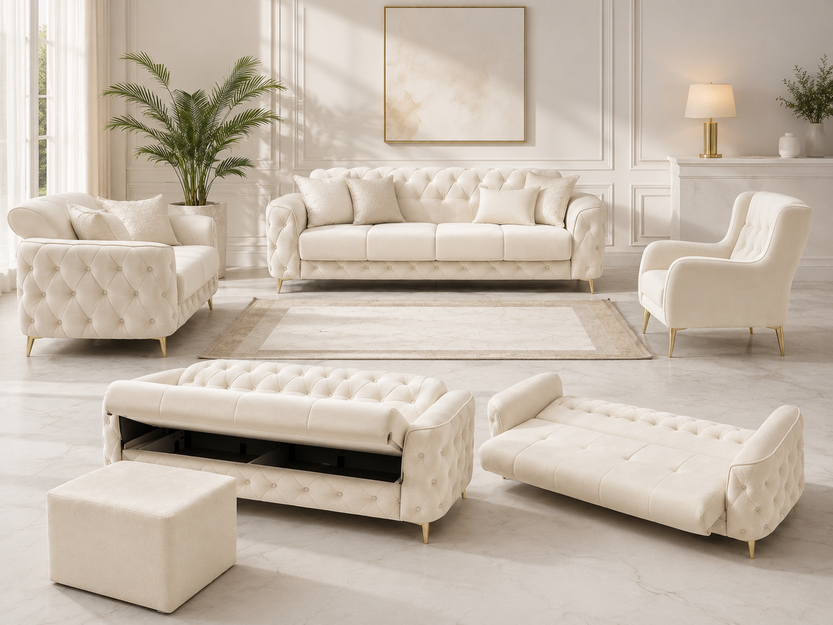 Petro Luxury Velvet Sofa Set – 3+2, 3 & 2 Seater