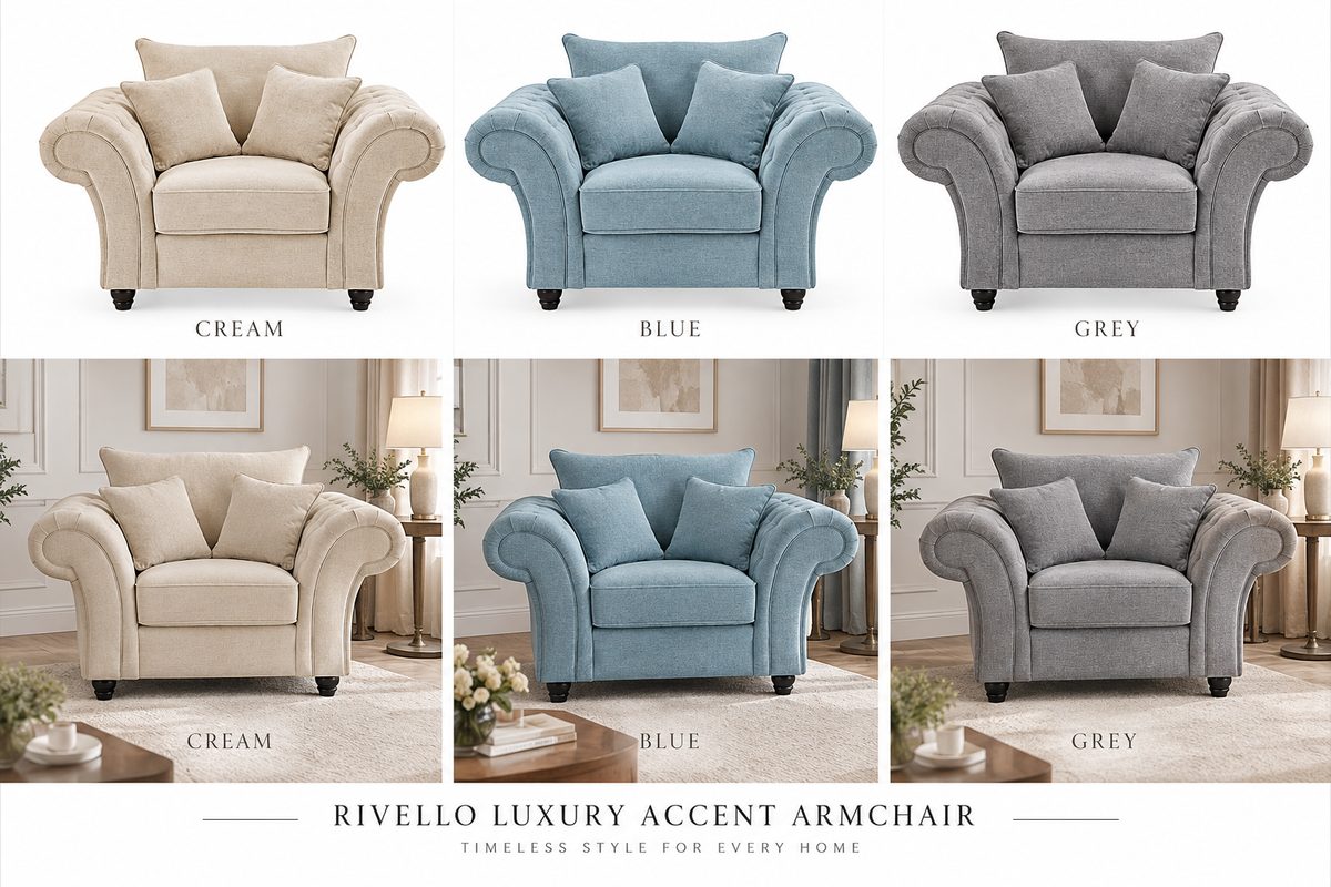 Rivello Luxury Accent Armchair with Scroll Arms