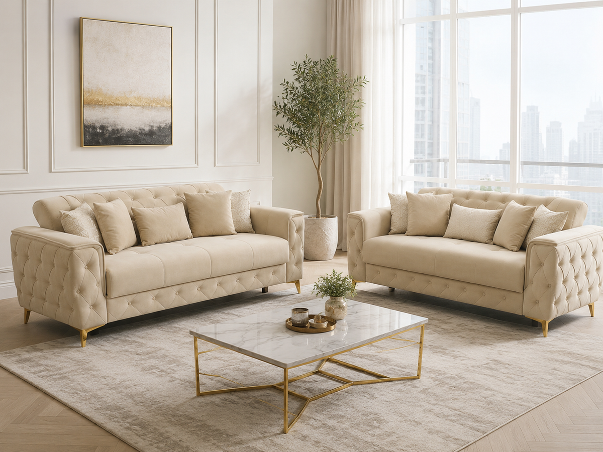 Sham Luxury Velvet Sofa Set – 3+2, 3 & 2 Seater