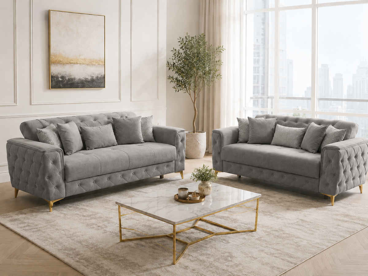 Sham Luxury Velvet Sofa Set – 3+2, 3 & 2 Seater