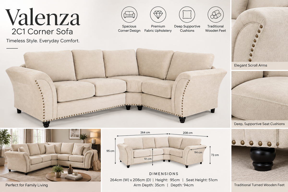 Valenza 2C1 Corner Sofa